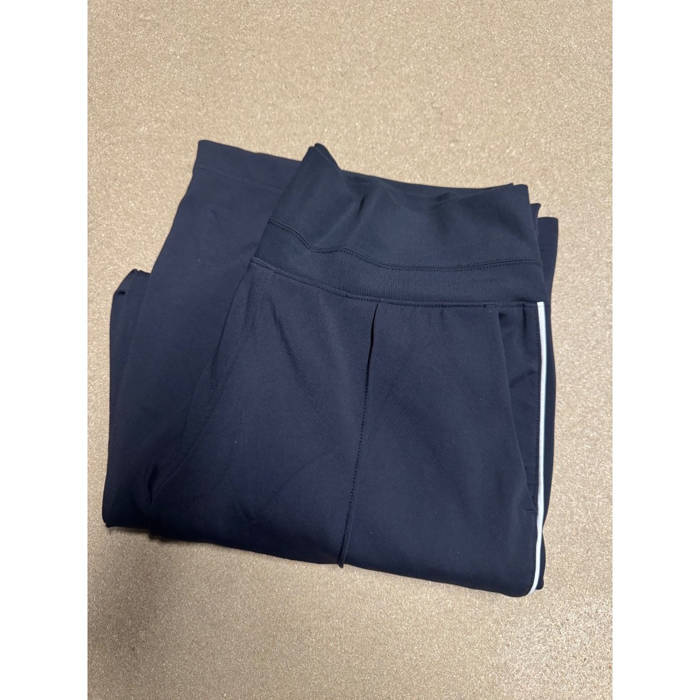 Athleta Navy Wide Leg Athletic Pants with‎ White Stripe Size L $89